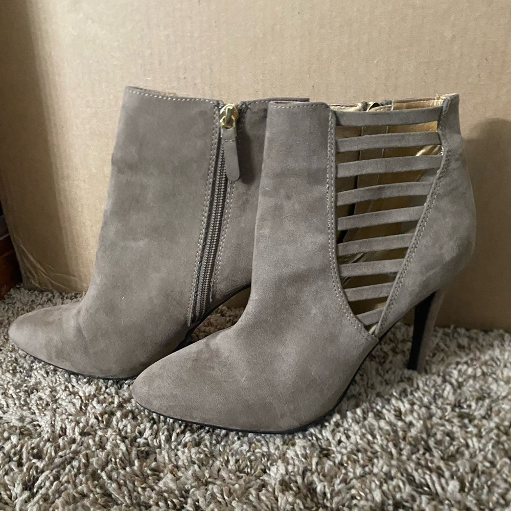 a.n.a Taupe Heeled Boots with Cutout Design - Picture 5 of 7